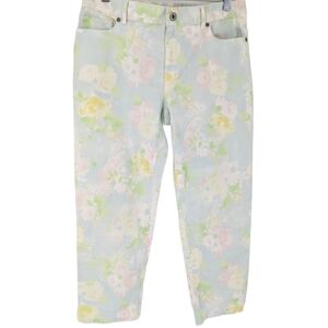 J Jill Authentic Fit Crop Pants Pastel Floral 8